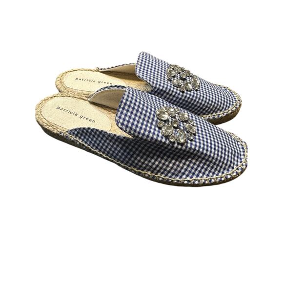Patricia Green Gingham blue Glam Espadrille Mule 6.5 EUC - Picture 4 of 8
